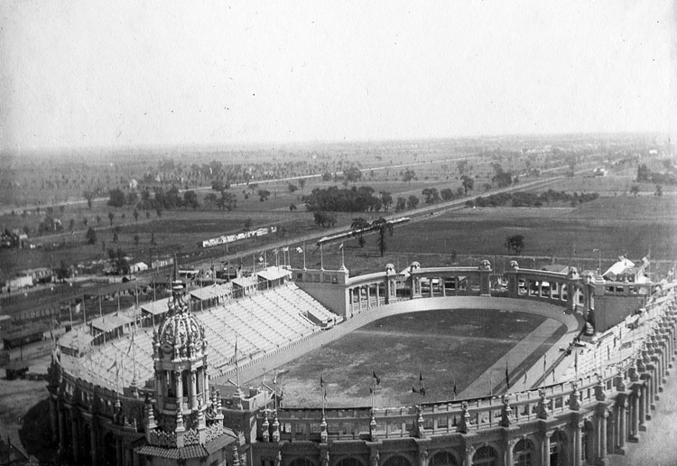 Stadium in August with the bicyle track installed